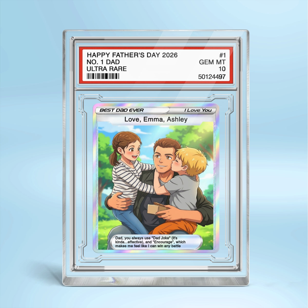 Best Dad Ever Trading Card Cartoon Style - Personalized Acrylic Block Plaque - Father's Day Gift For Dad, Husband