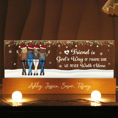 Christmas Friends Standing In Snow Personalized Acrylic Block LED Night Light