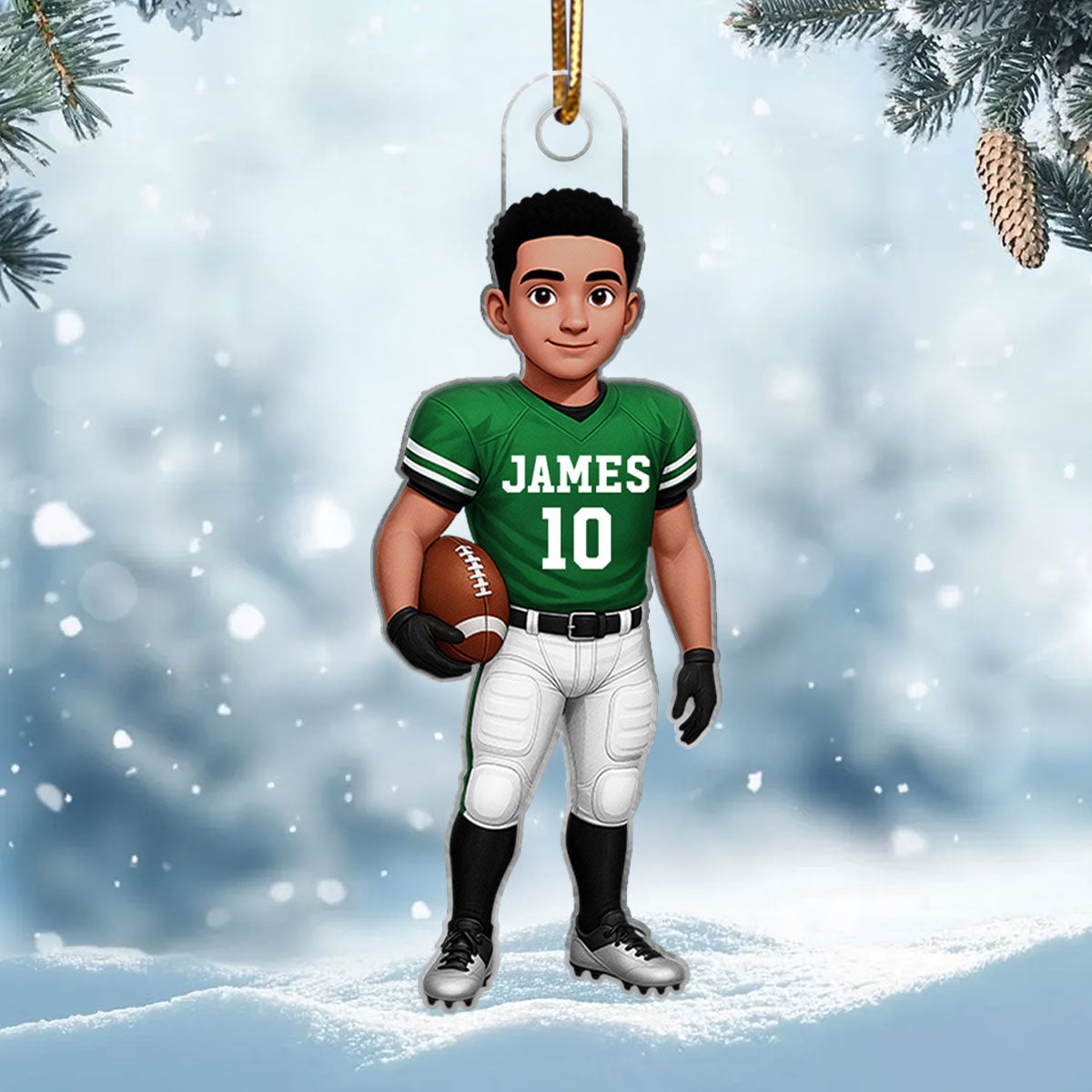 Football Boy 3D Effect - Personalized Acrylic Ornament - Christmas Gift For Teen Boy, Son, Grandson