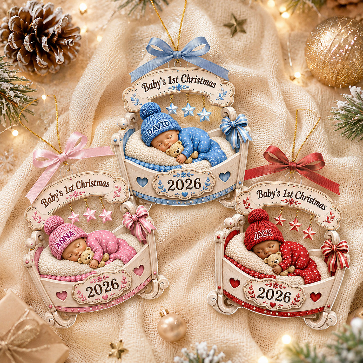 Baby Sleeping First Christmas - Personalized Acrylic Ornament - Christmas Gift for Baby Boy Girl, New Mom, New Dad