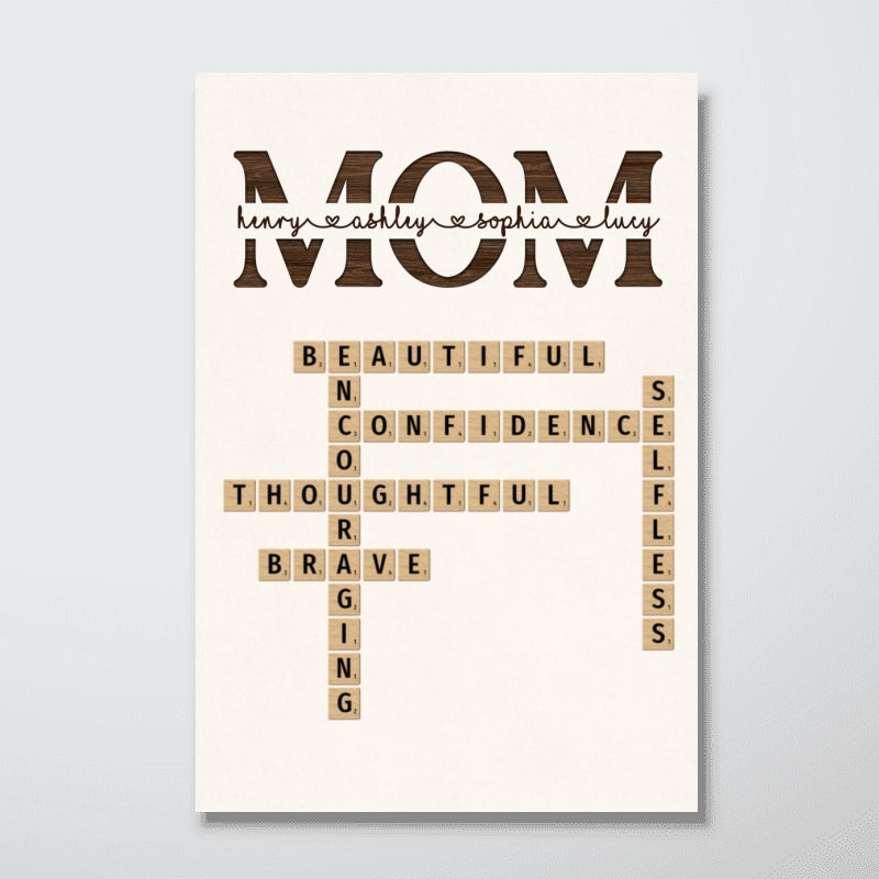 MOM Words Art Why We Love You Crossword Puzzle Create Your Own Unique Gift Personalized Poster, Mother‘s Day Gift