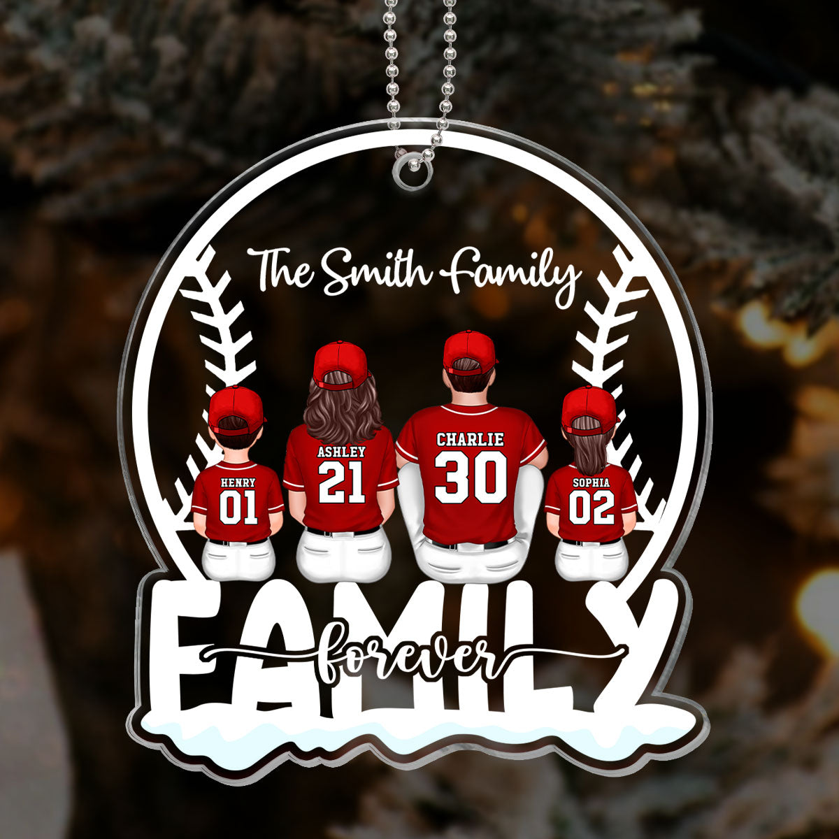 Baseball Family Team Personalized Christmas Acrylic Ornament