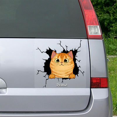 Peeking Cats Personalized Decal, Gift For Cat Lovers