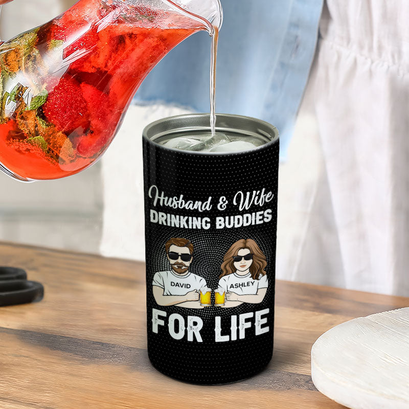 Husband And Wife Drinking Buddies For Life Personalized 4 In 1 Can Cooler