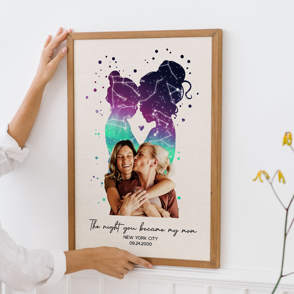 Mother Daughter The Day You Became My Mom Personalizede Poster, Custom Star Map, Capture the Precious Moment, Gift, Constellation Print, Real Astronomical Data
