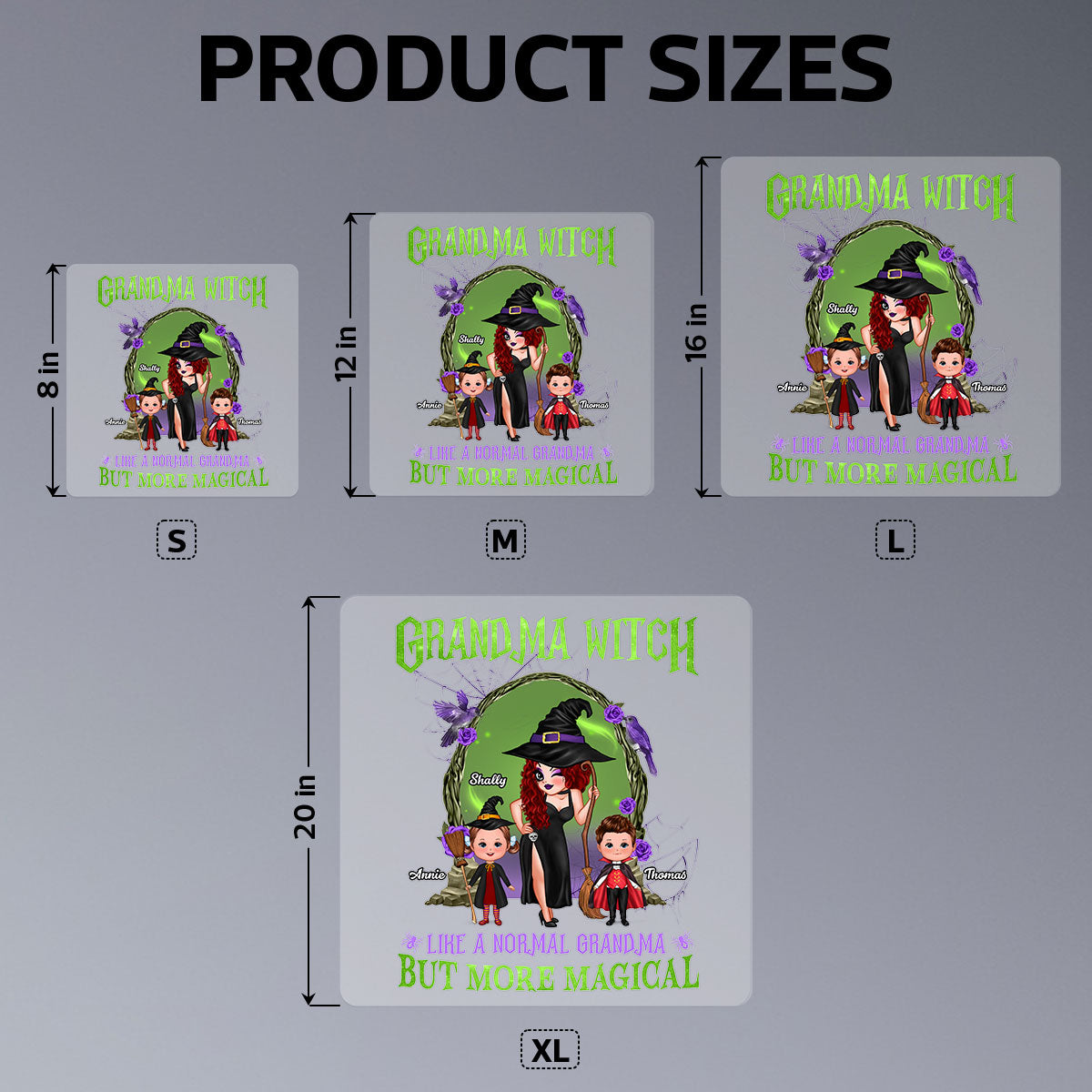 Purple And Green Pretty Grandma Halloween Personalized Decal, Halloween Decor