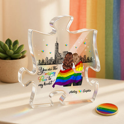 Pride Month LGBT Couple You Are My Missing Piece Personalized Puzzle Acrylic Block Plaque