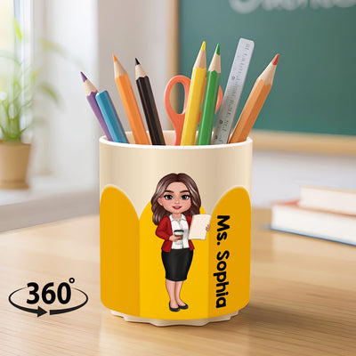 Personalized Rotating Pen & Pencil Holder for Desk Decor for Classroom, Teacher Organization, Back to School Teacher Gift Idea