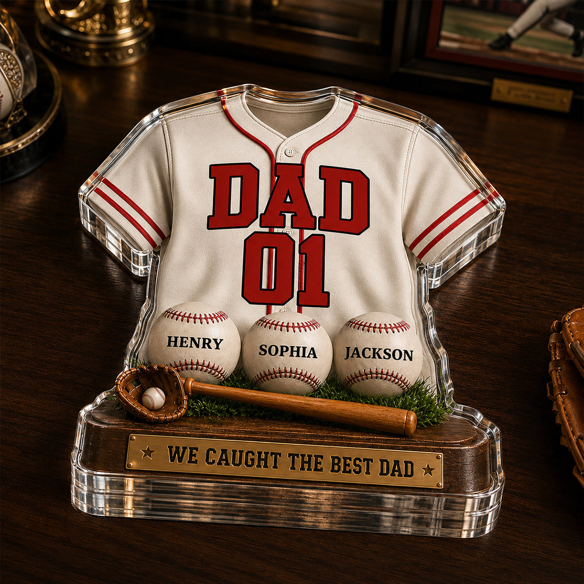 Baseball Dad Legend We Caught The Best Dad - Personalized Acrylic Block Plaque - Father's Day Gift For Dad, Husband