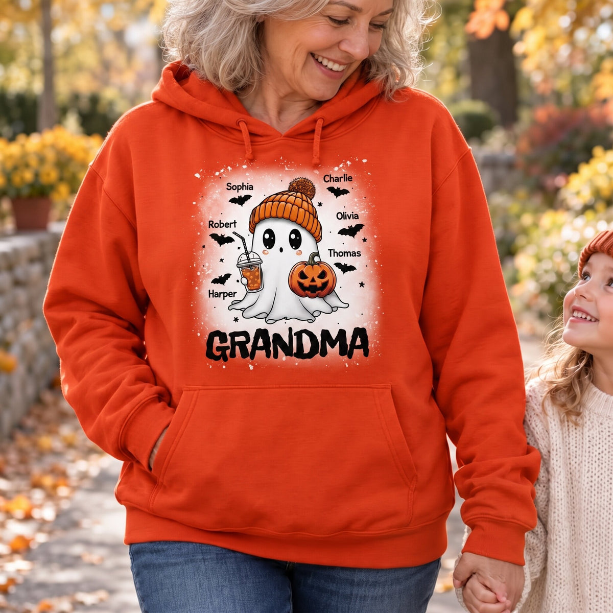 Boo Grandma Fall Season Halloween Custom Grandkids Names Personalized Shirt