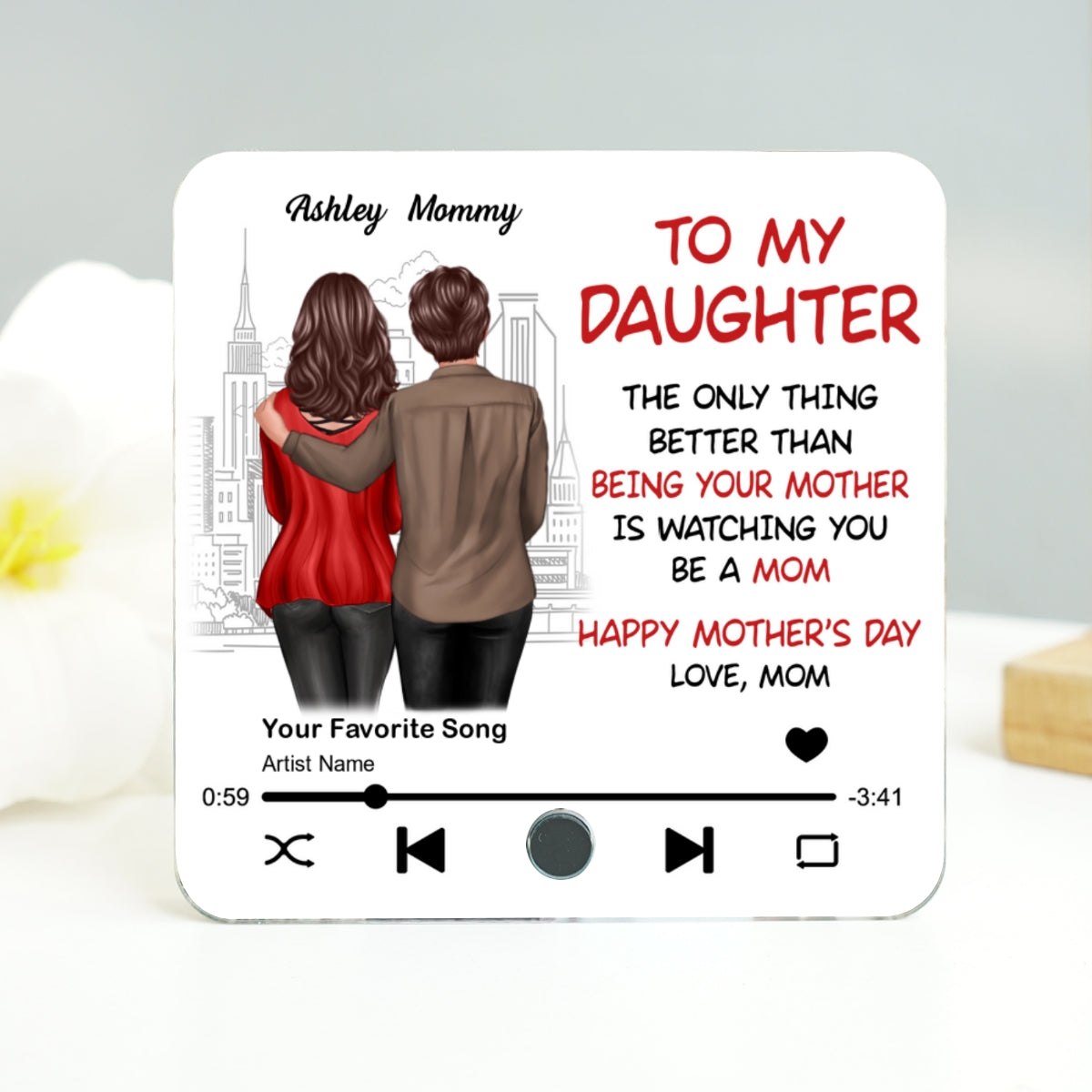 To My Daughter Standing Back View Personalized Music Fridge Magnet, Gift For Daughter From Mom