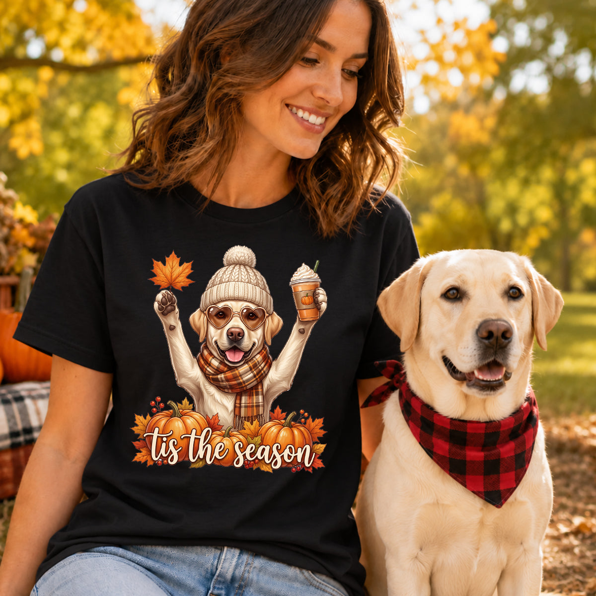 Tis the Season Retro Fall Pet - Personalized Shirt - Trendy Fall Tee for Dog Moms, Cat Moms