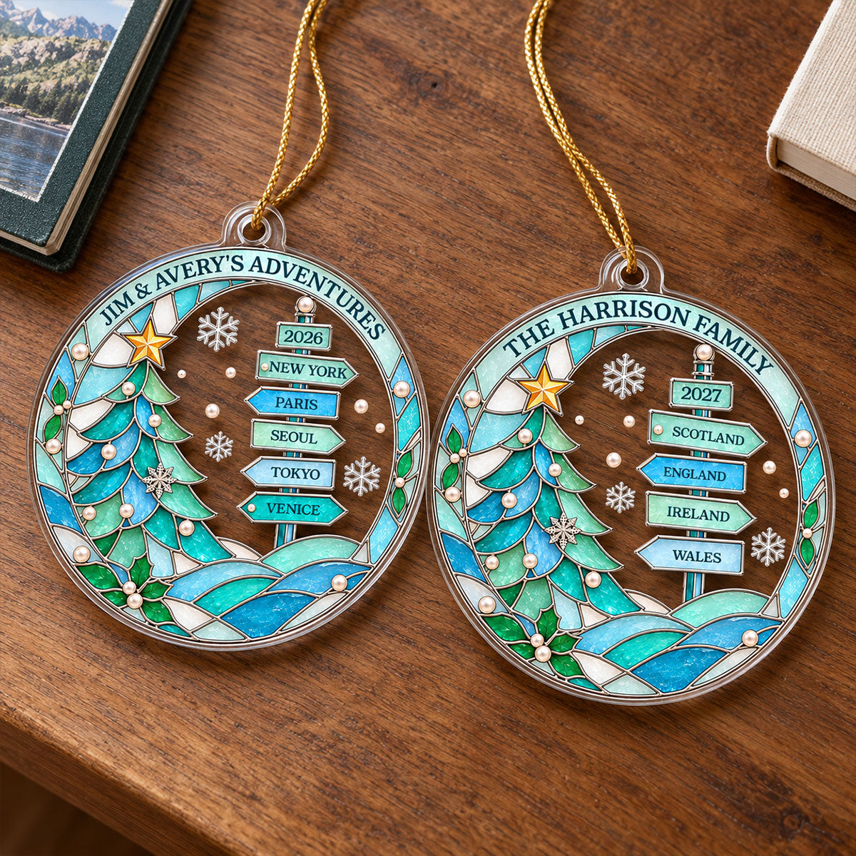 Travel Destinations Travel Places Sign Post 2D Flat Printed - Personalized Acrylic Ornament - Christmas Keepsake For Traveling Lovers, The Places We’ve Been Gift