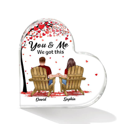 Couple Sitting Back View Under Tree Personalized Heart Plaque