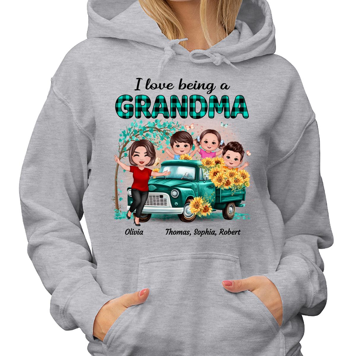 Blue Tree Happy Doll Grandma And Grandkids Personalized Shirt