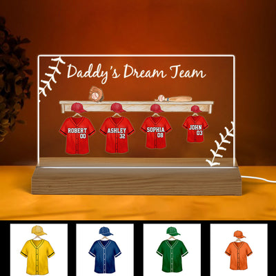 Baseball Daddy Team Personalized Acrylic Custom Shape LED Night Light