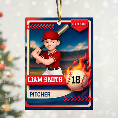 Baseball Trading Card - Personalized Acrylic Ornament - Christmas Gift for Son, Daughter, Grandkid
