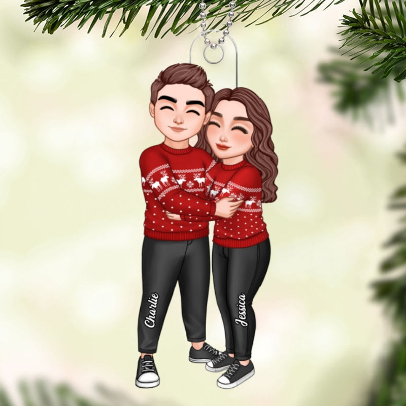 Couple Hugging Christmas Gift For Her Gift For Her Anniversary Keepsake Personalized Acrylic Ornament