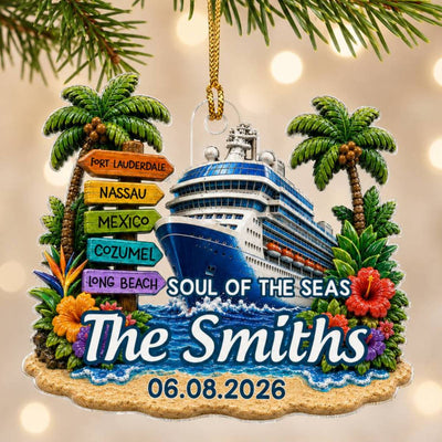 Cruise Travel Adventure Custom Traveling Destination - Personalized Acrylic Ornament - Cruise Ship Keepsake, Cruise Ship Vacation Gifts