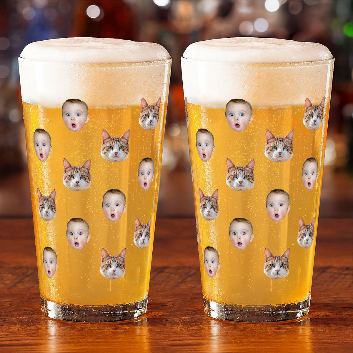 Custom Face Photo Personalized Beer Glass, Funny Gift For Dad, Unique Father's Day Gift
