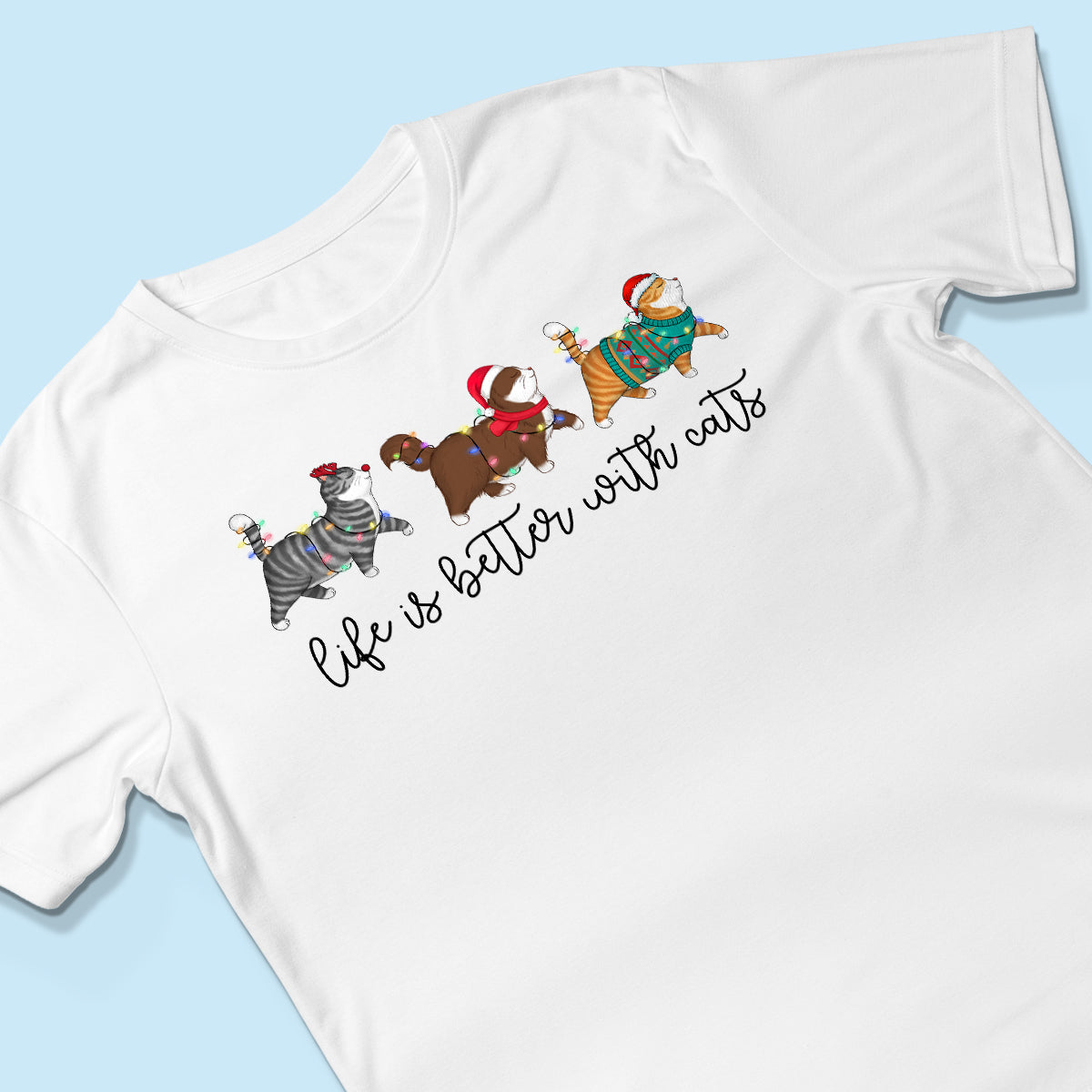 Cute Christmas Walking Cats Personalized Shirt