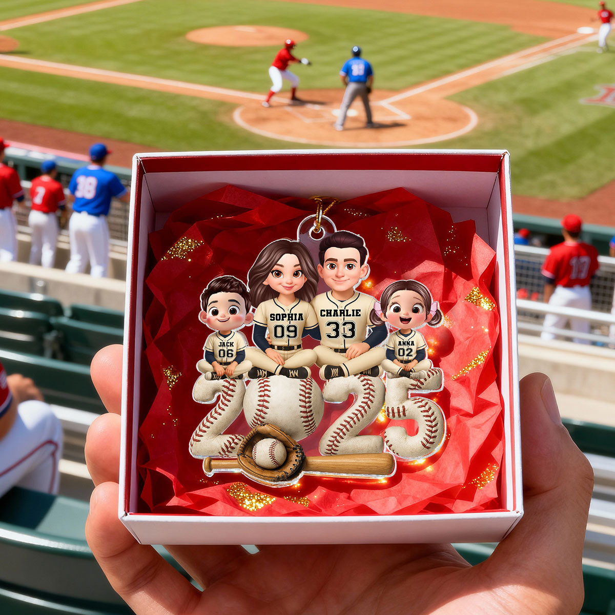 3D Effect Christmas Baseball Team Family - Personalized Acrylic Ornament