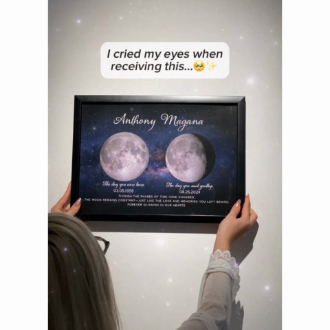 Lost Loved One Moon Phase Art Memorial Sympathy Gift - Personalized Poster