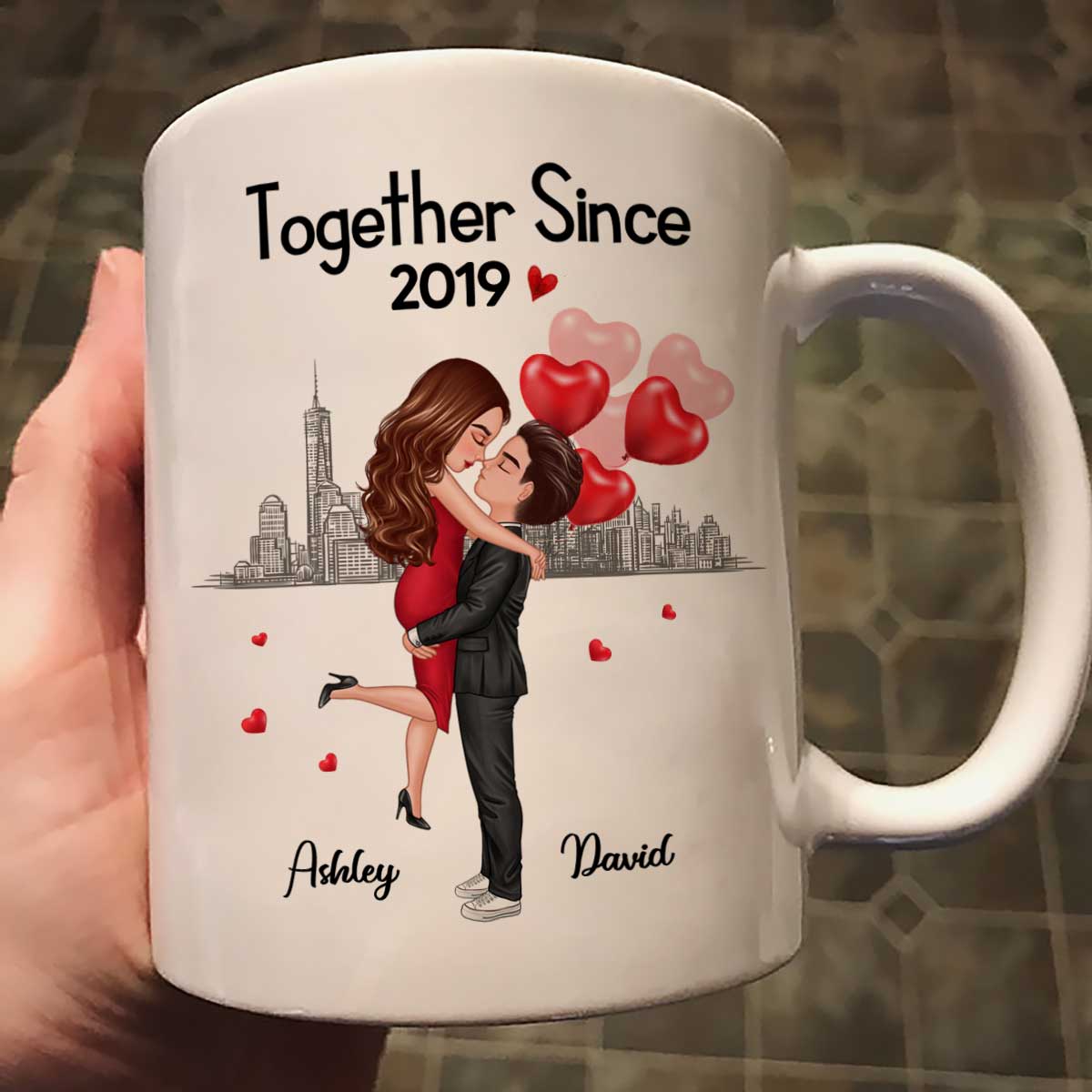 Hugging Doll Couple Anniversary Gift For Him Gift For Her Personalized Mug