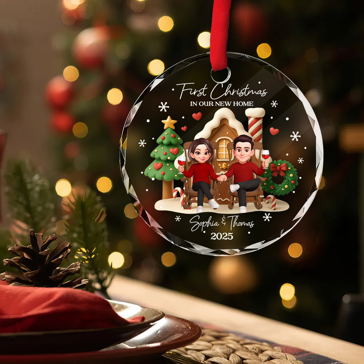 First Christmas In Our New Home - Personalized Glass Ornament - Unique Christmas Gift For Couple
