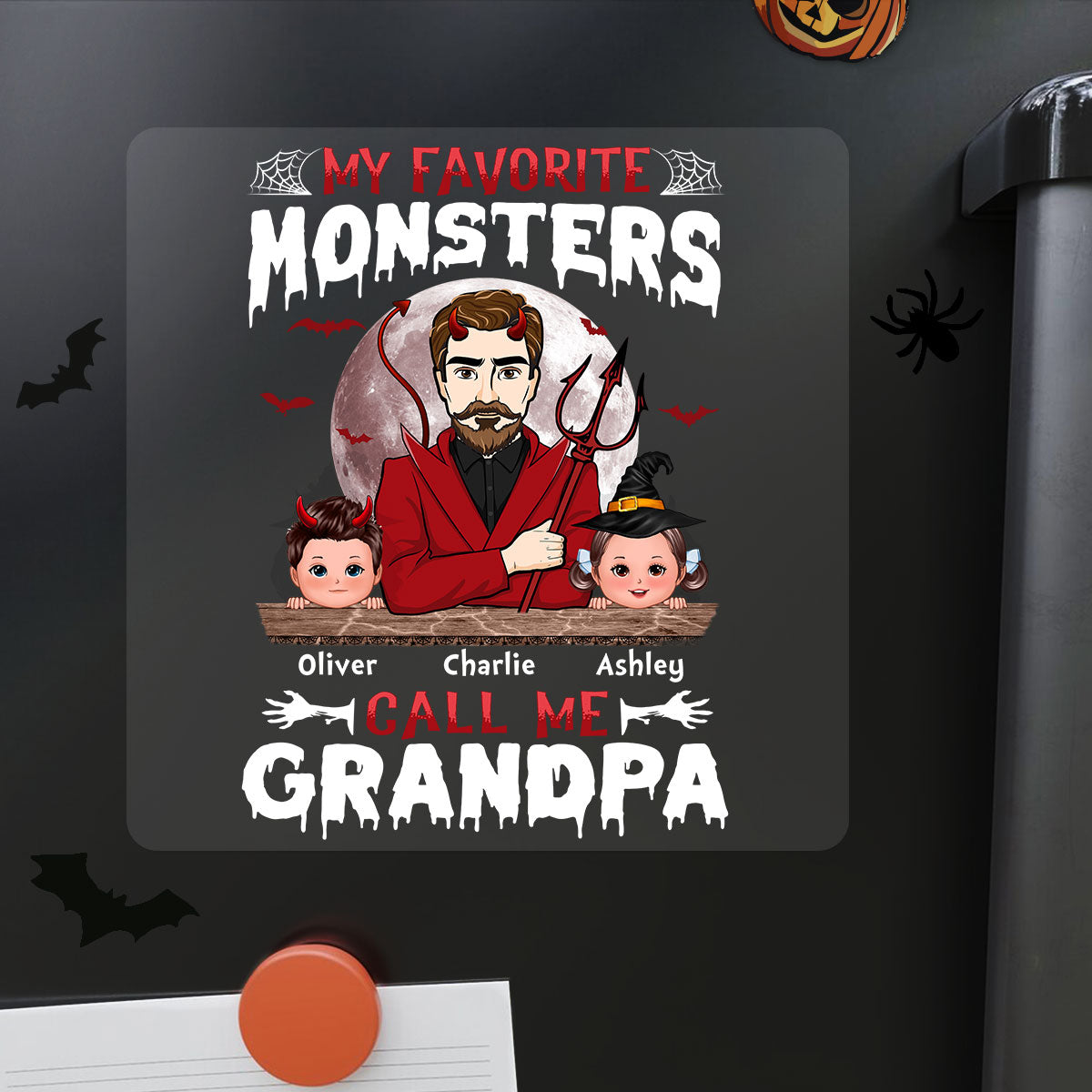 Favorite Monsters Dad Grandpa Personalized Decal, Halloween Decor