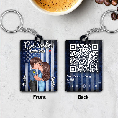 You & Me We Got This Hero Couple Kissing QR Code Song Gifts by Occupation Gift For Her Gift For Him Firefighter, Nurse, Police Officer Personalized Acrylic Keychain
