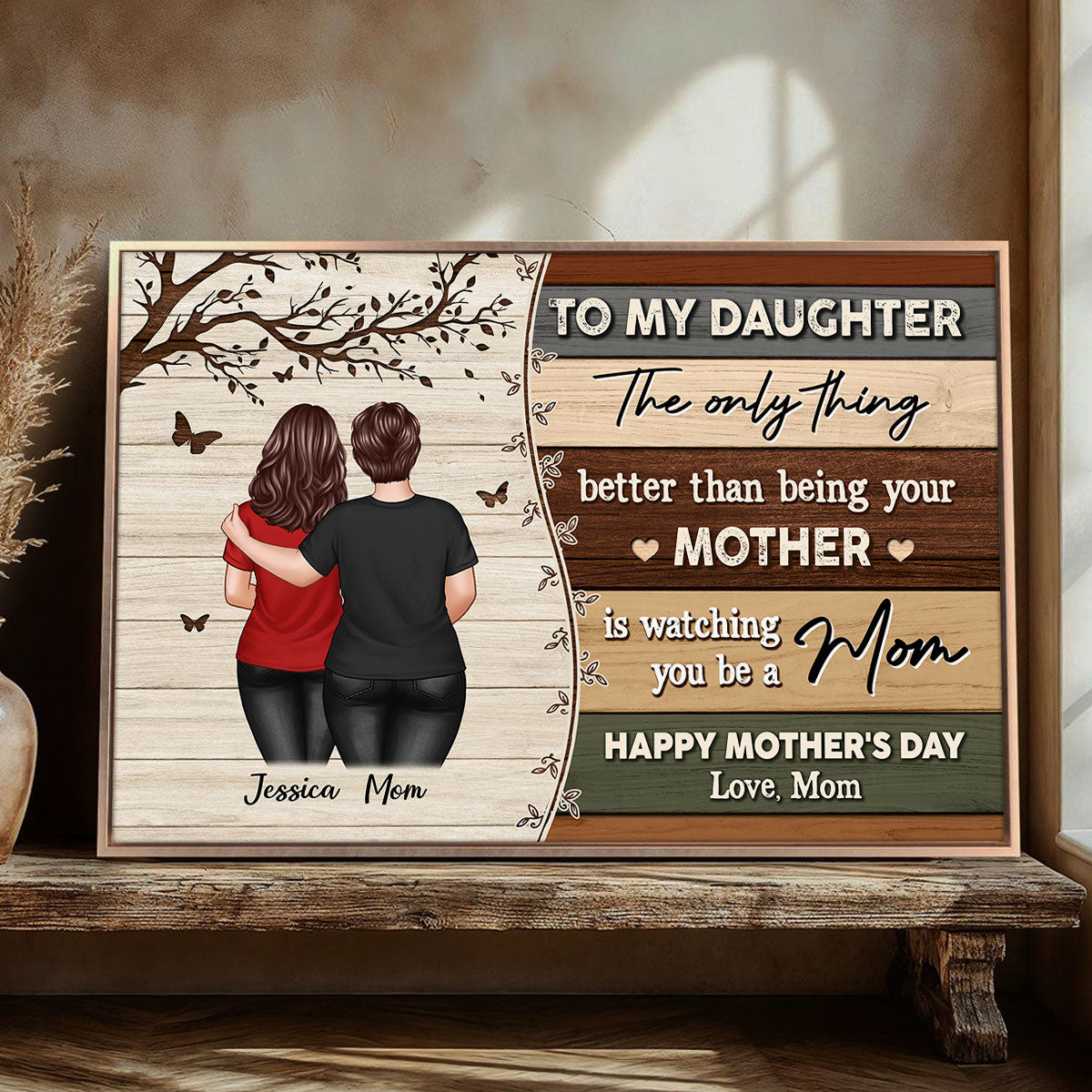 To My Daughter From Mom Happy Mother's Day Colorful Pallets Texture - Personalized Poster - Heartfelt Gift For Daughter