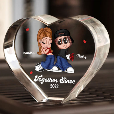 Y2K Couple Personalized Premium Crystal Heart LED, Gift For Him, Gift For Her