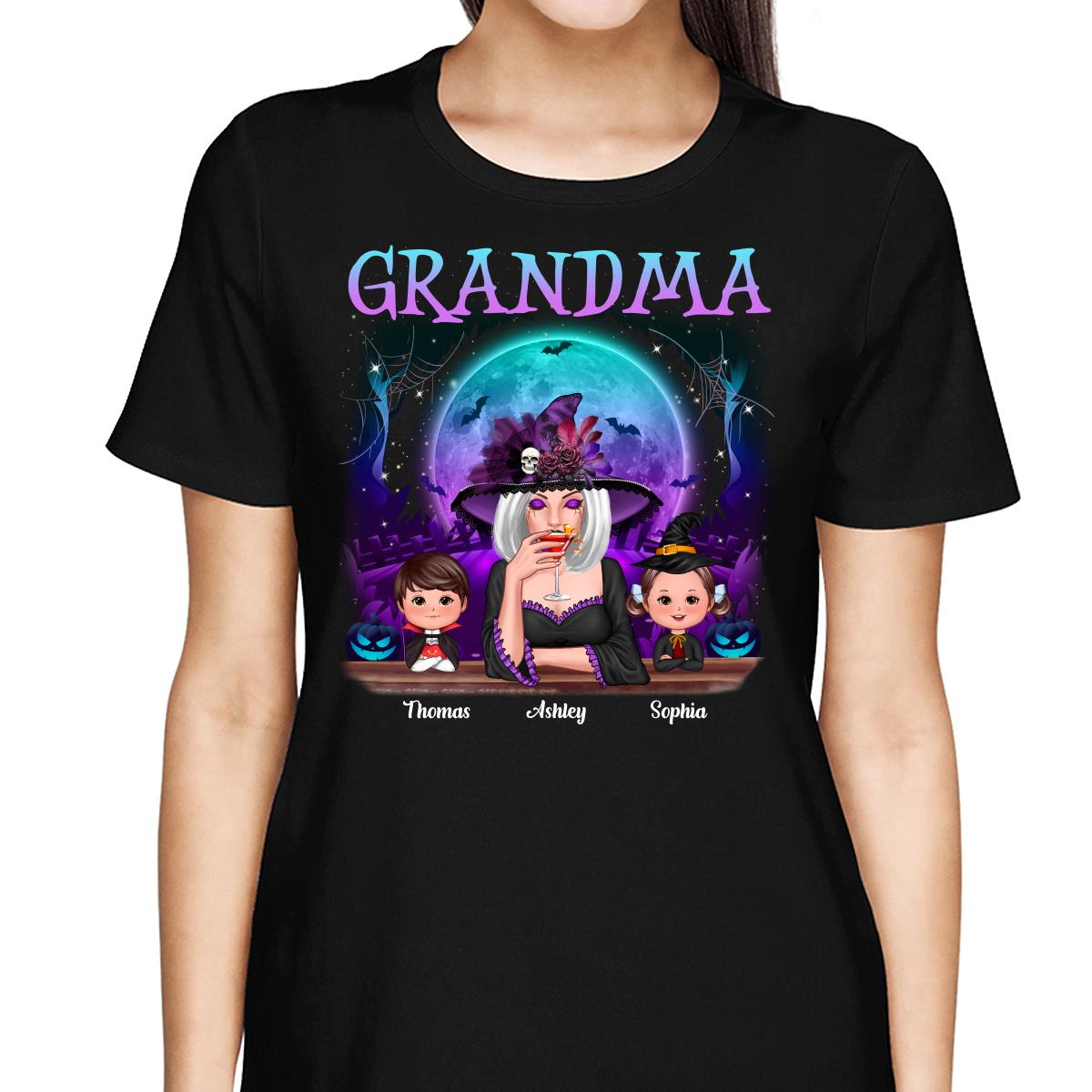 Galaxy Moon Grandma Mom Halloween Personalized Shirt