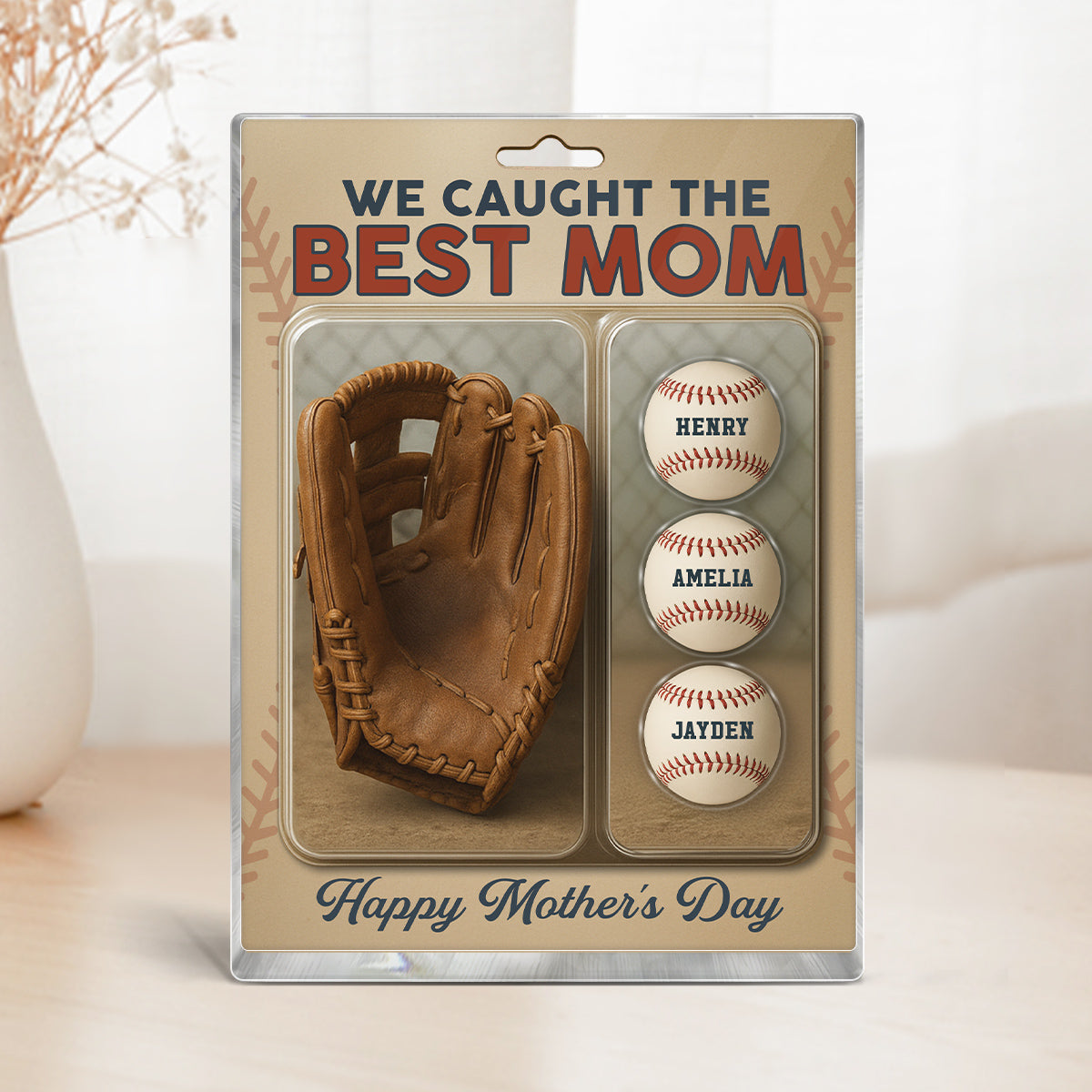We Caught The Best Dad Grandpa Baseball & Glove Figures Style - Personalized Acrylic Block Plaque - Gift For Dad, Gift For Husband, Gift For Grandpa