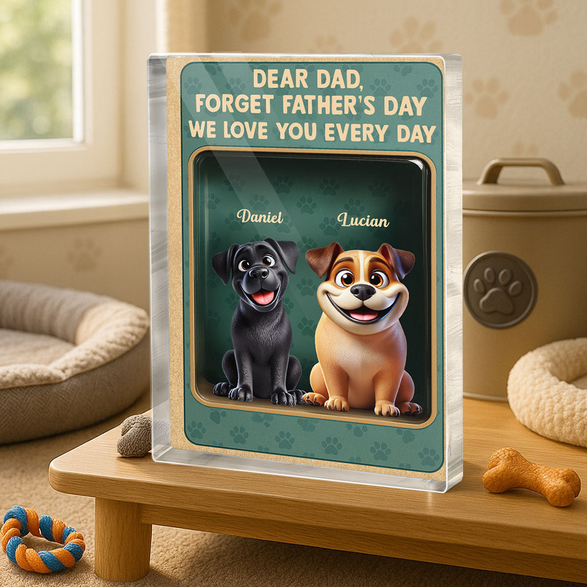 Forget Father's Day We Love You Every Day Cute Dog Figures Style Personalized Acrylic Block Plaque