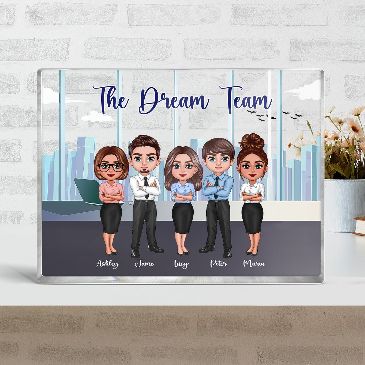 Work Made Us Colleagues Office Worker Personalized Acrylic Block, Gift for Work Besties