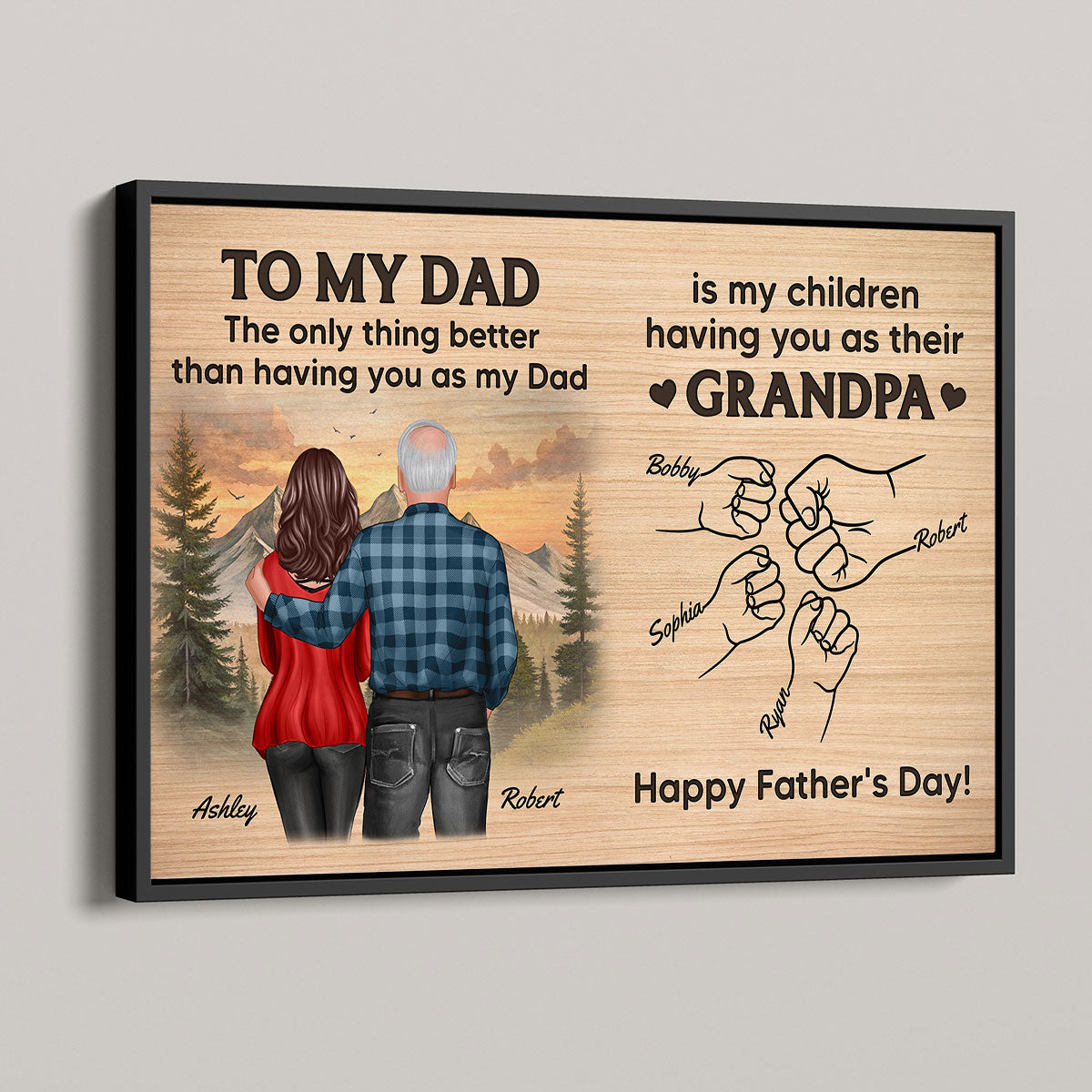 To Dad My Children Having You As Their Grandpa Fist Bumps Personalized Poster, Gift For Dad