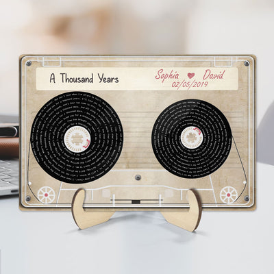 Couple Favorite Song Lyrics Cassette Tape Valentine's Day, Wedding, Anniversary, Unique Gift for Him or Her Personalized 2-Layer Plaque