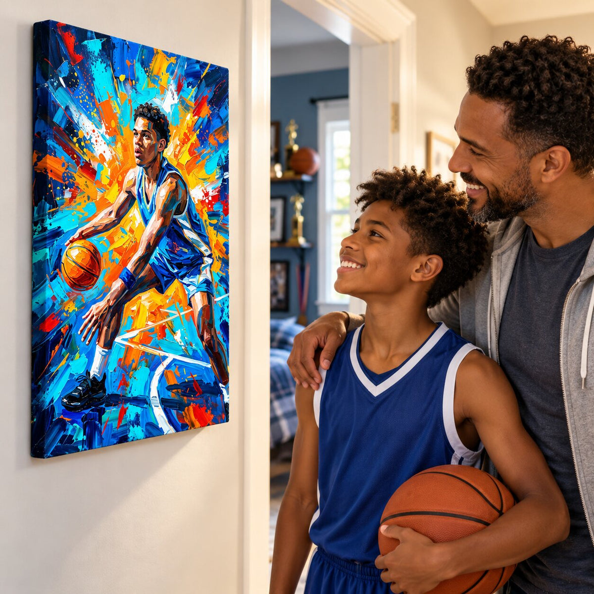Modern Oil Painting Sport Photos Insert - Personalized Canvas - Gift For Boy, Girl