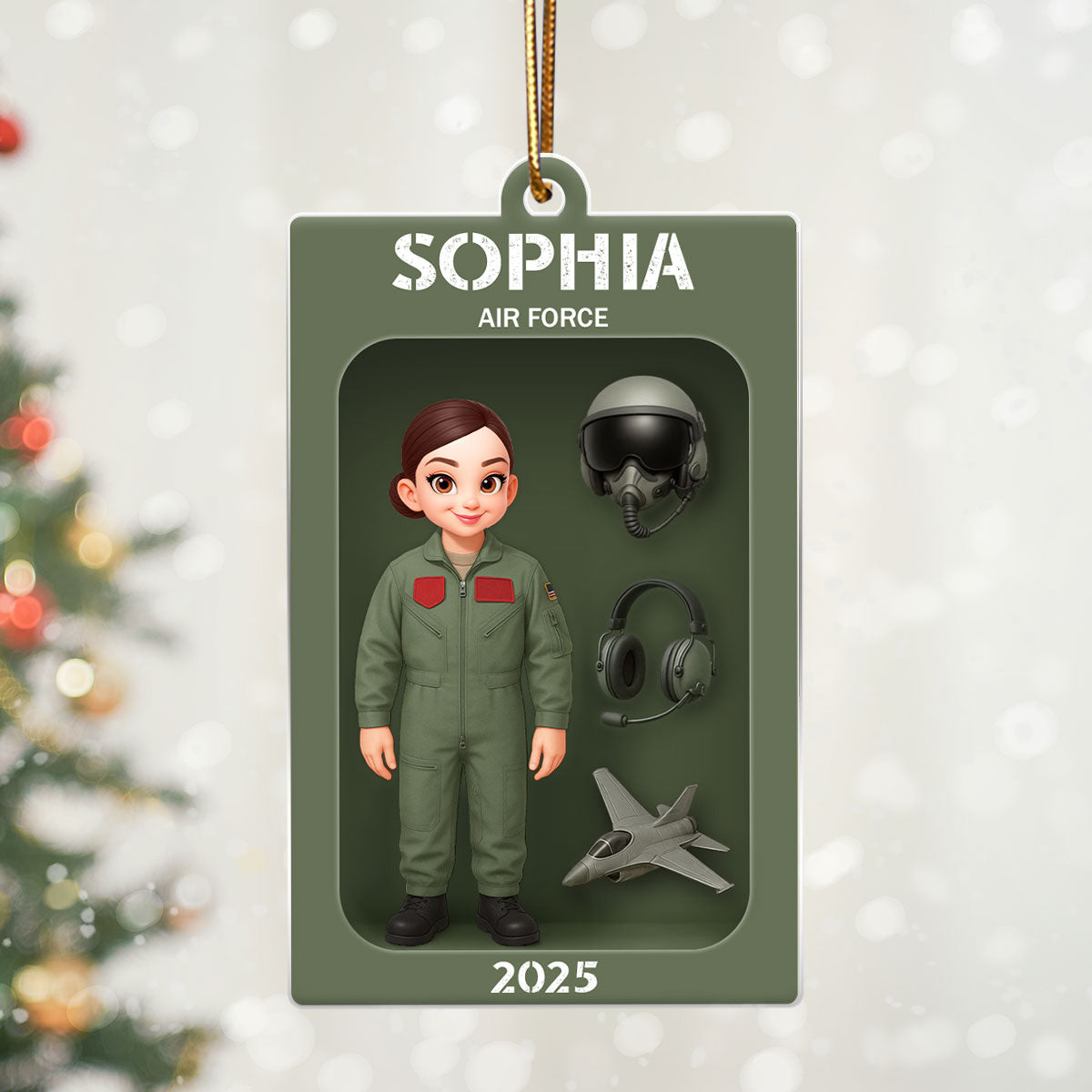 Air Force Figure 3D Effect Personalized Acrylic Ornament - Special Gift For The Air Force