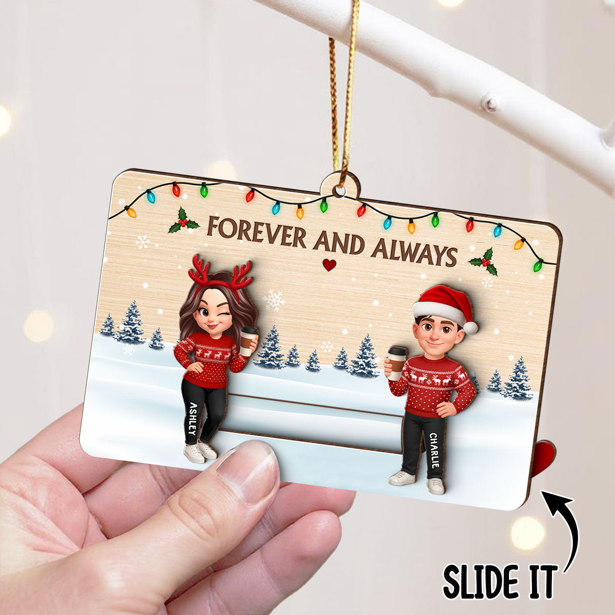 Love & Laughs Couple Hidden Messages - Personalized Slider Ornament - Christmas Gift Anniversary Gift For Couples