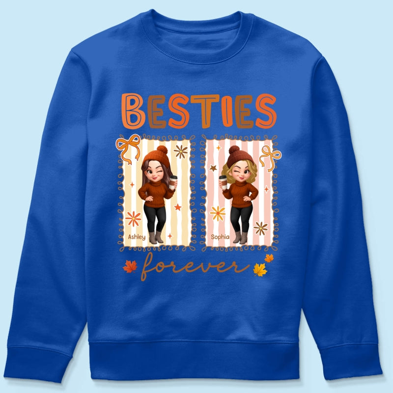 Besties Sisters Forever Fall Season Coquette Bow Personalized Sweatshirt