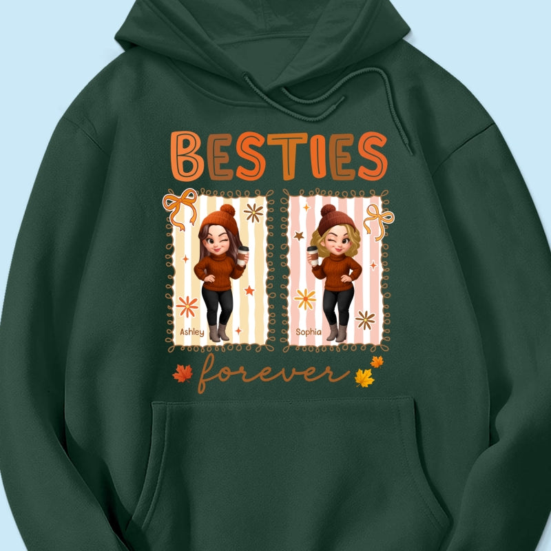 Besties Sisters Forever Fall Season Coquette Bow Personalized Sweatshirt
