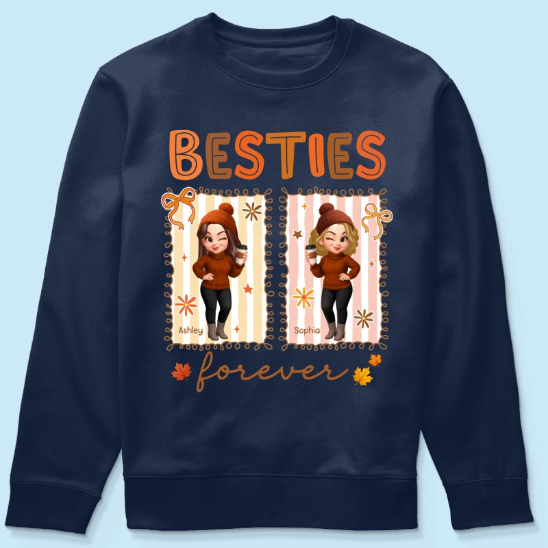 Besties Sisters Forever Fall Season Coquette Bow Personalized Sweatshirt