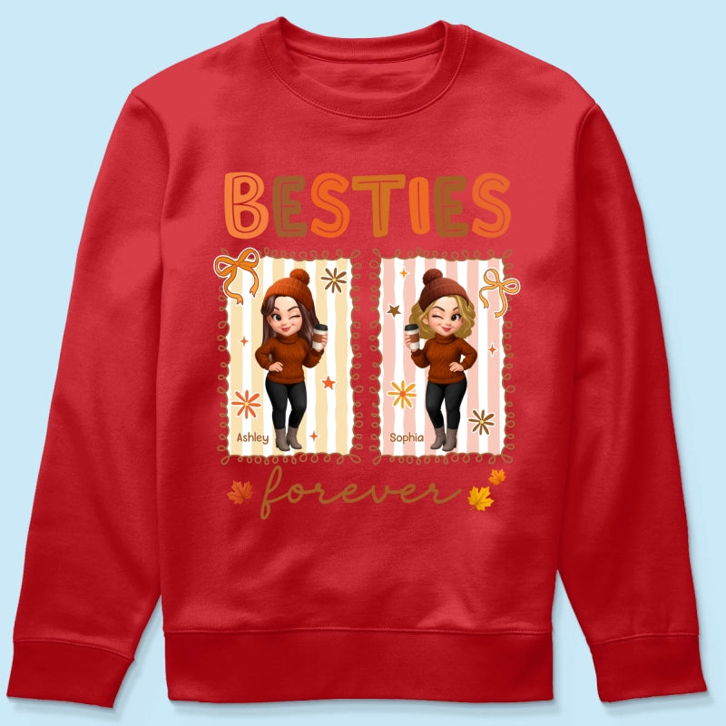 Besties Sisters Forever Fall Season Coquette Bow Personalized Sweatshirt
