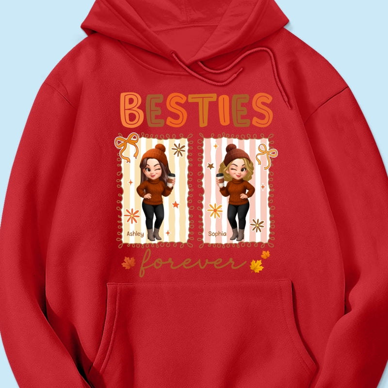 Besties Sisters Forever Fall Season Coquette Bow Personalized Sweatshirt
