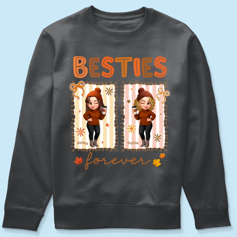 Besties Sisters Forever Fall Season Coquette Bow Personalized Sweatshirt