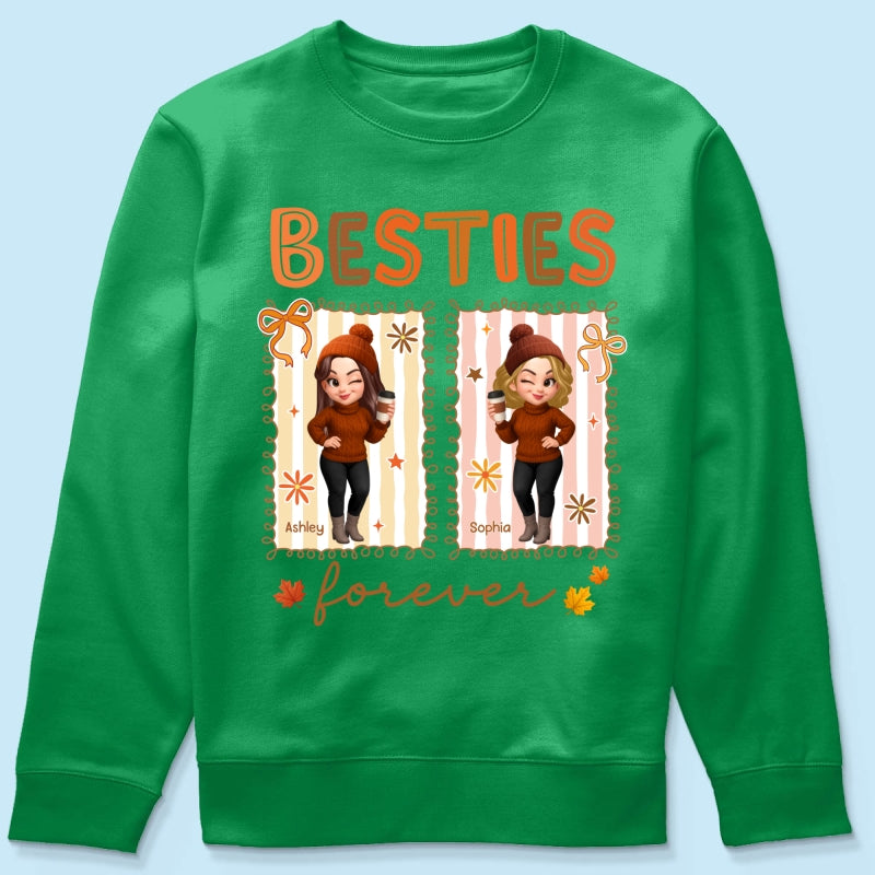 Besties Sisters Forever Fall Season Coquette Bow Personalized Sweatshirt