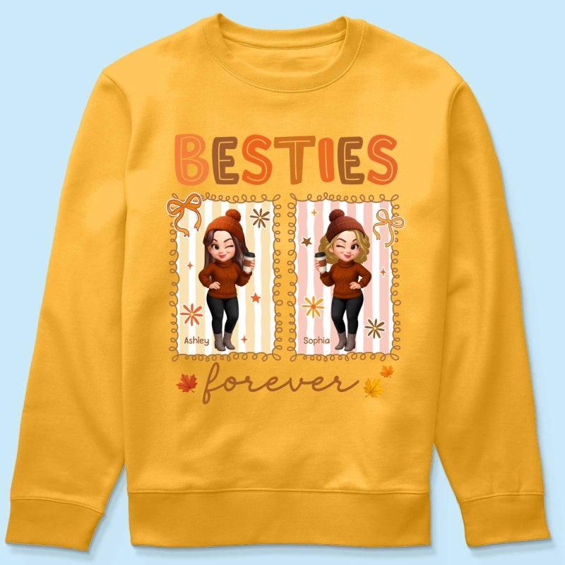 Besties Sisters Forever Fall Season Coquette Bow Personalized Sweatshirt